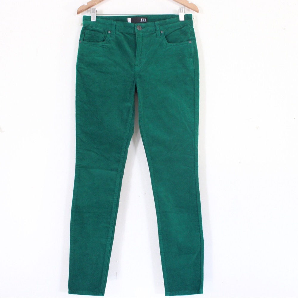 Kut Mia Corduroy Toothpick Skinny Emerald Jeans